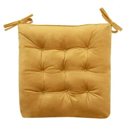Poduszka siedzisko na krzesło musztardowa VELVIO 40x40 cm