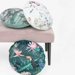 Poduszka welurowa w liście zielona LAURIEL JOEY 45 cm