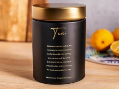 Pojemnik metalowy na herbatę czarny TEA 11x15 cm