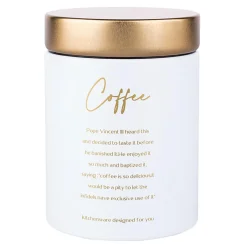 Pojemnik metalowy na kawę biały COFFEE 11x15 cm