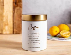 Pojemnik metalowy na kawę biały COFFEE 11x15 cm