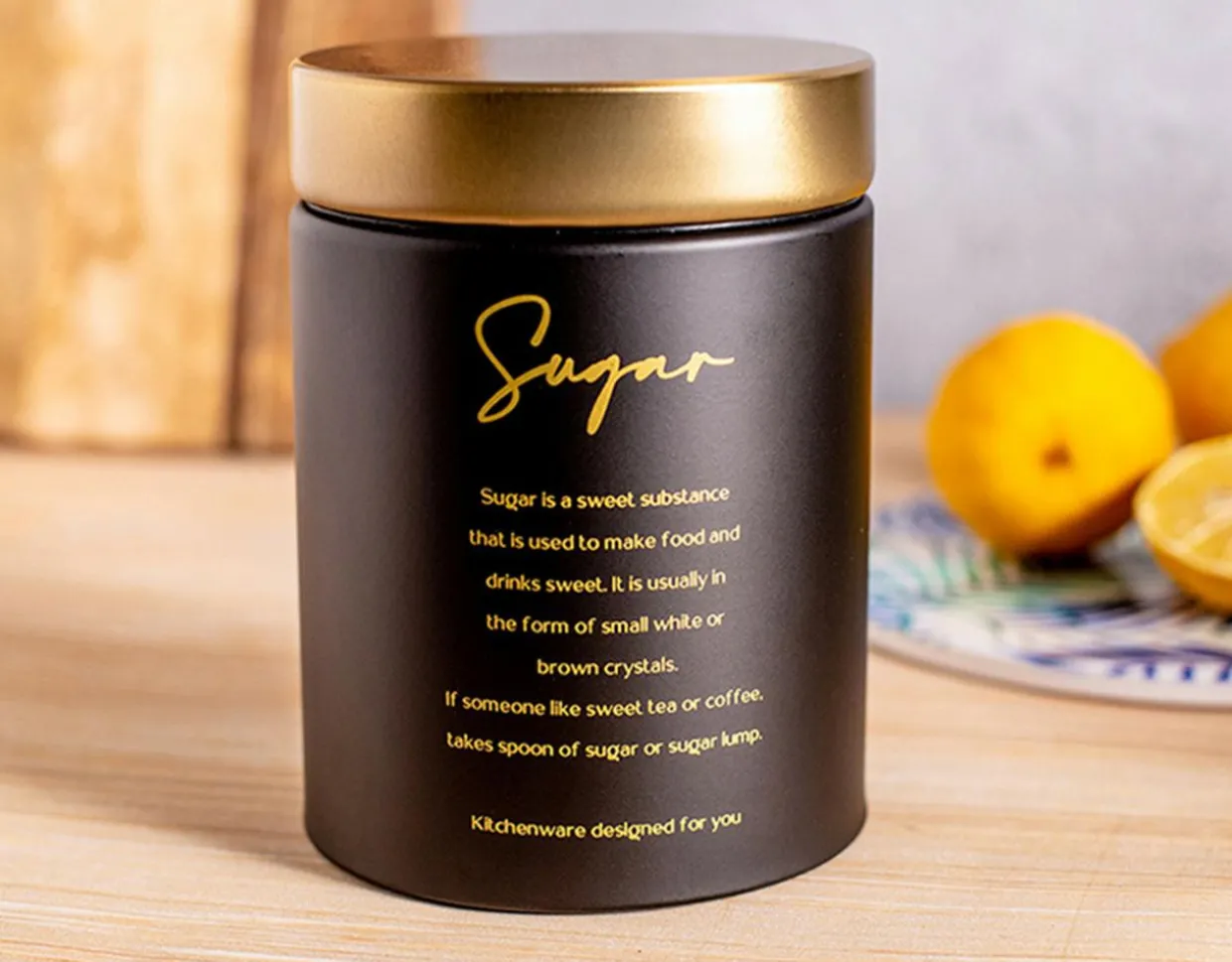 Pojemnik na cukier czarny SUGAR 11x15 cm