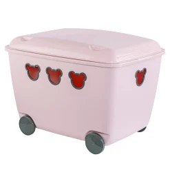 Pojemnik na zabawki różowy z kółkami TEDDY, 55 l