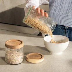 Pojemnik szklany z akacjową pokrywką 1000 ml