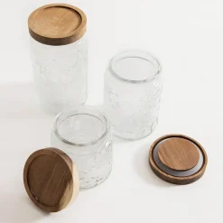 Pojemnik szklany z akacjową pokrywką 1000 ml
