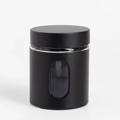 Pojemnik szklany z metalową pokrywką czarny 660 ml
