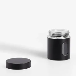 Pojemnik szklany z metalową pokrywką czarny 660 ml