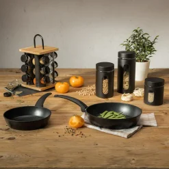 Pojemnik szklany z metalową pokrywką czarny 1000 ml