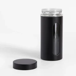 Pojemnik szklany z metalową pokrywką czarny 1350 ml