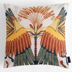 Poszewka w kolorowe ptaki biała DALI 45x45 cm