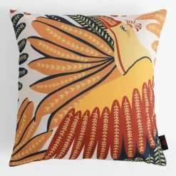 Poszewka z kolorowym ptakiem biała DALI 45x45 cm