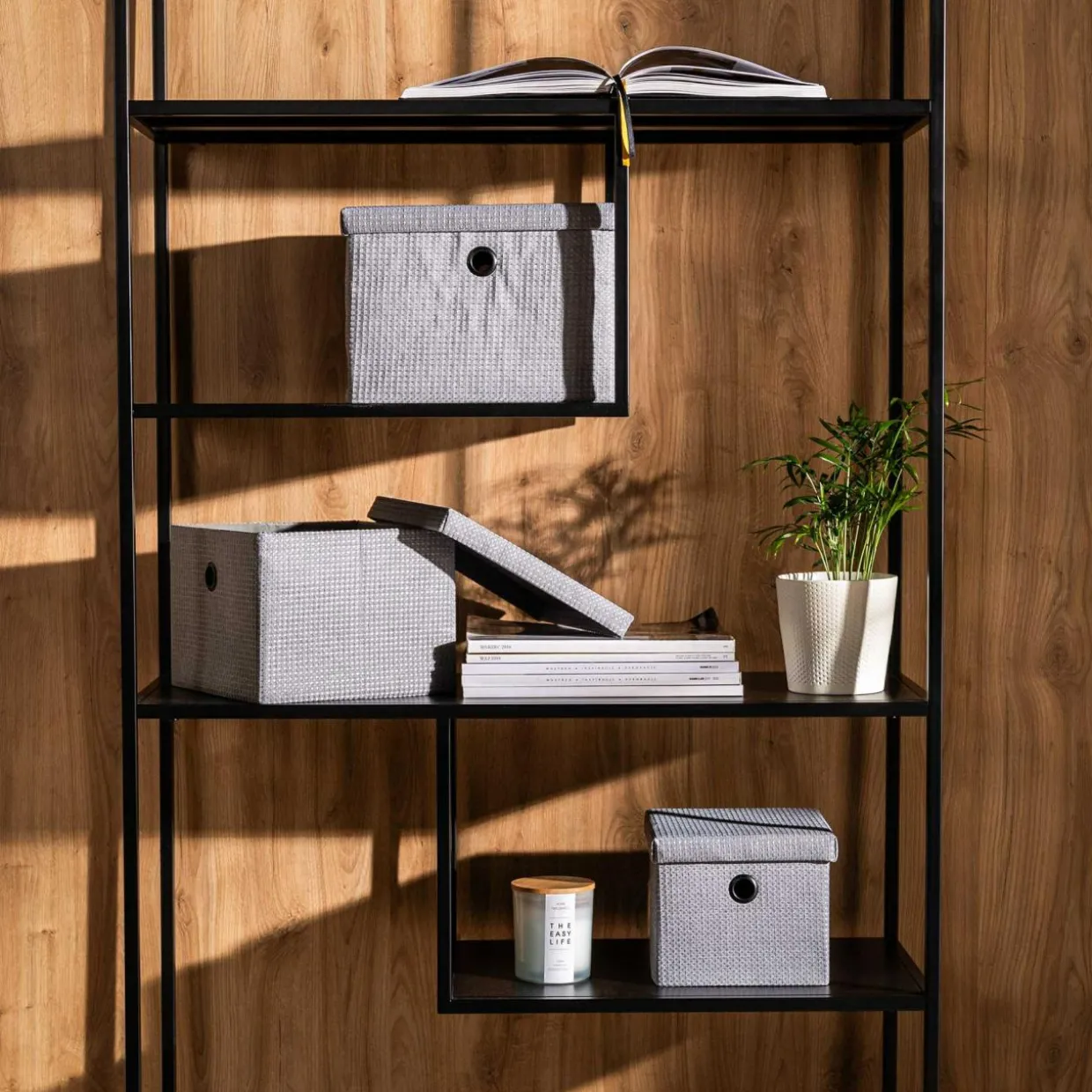 Pudełko do przechowywania szare 19x19x16 cm