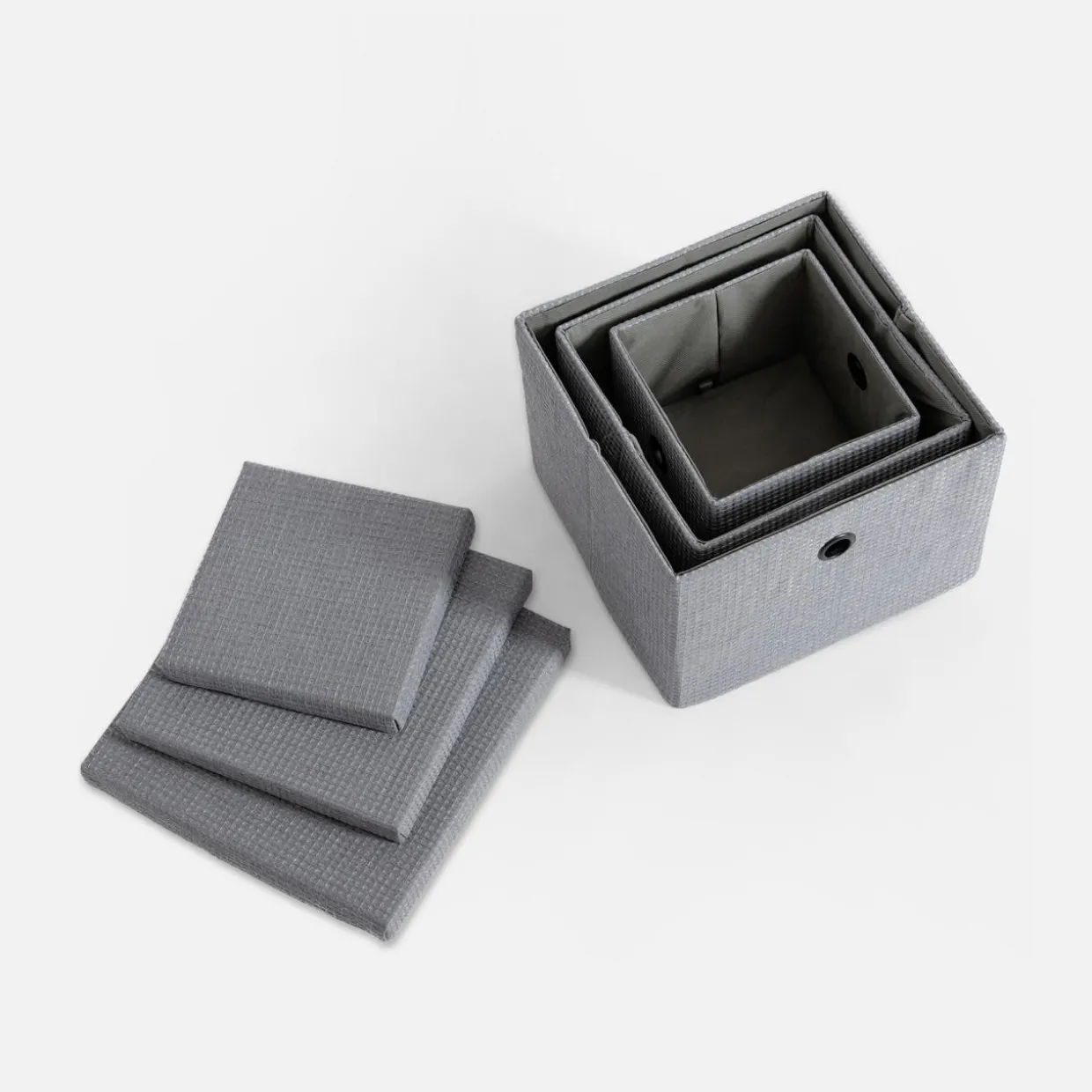 Pudełko do przechowywania szare 19x19x16 cm