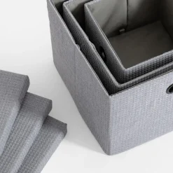 Pudełko do przechowywania szare 19x19x16 cm