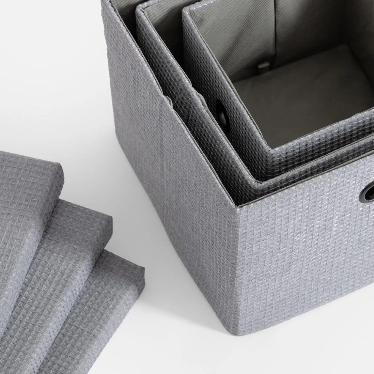 Pudełko do przechowywania szare 19x19x16 cm