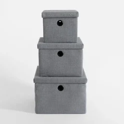 Pudełko do przechowywania szare 24x24x18 cm