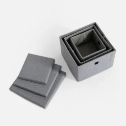 Pudełko do przechowywania szare 24x24x18 cm