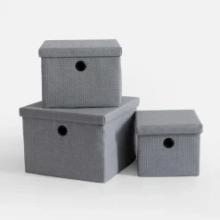 Pudełko do przechowywania szare 24x24x18 cm