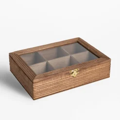 Pudełko drewniane na herbatę 6-przegródek