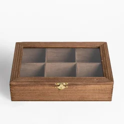 Pudełko drewniane na herbatę 6-przegródek