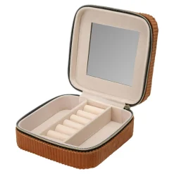 Pudełko na biżuterię jasnobrązowe 12x12x5 cm