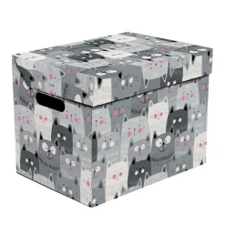 Pudełko ozdobne tekturowe z pokrywką szare KOTY