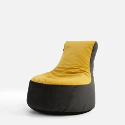 Puf welurowy żółto-szary MEG