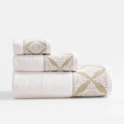Ręcznik bawełniany biało-beżowy AGADIR 50x90 cm