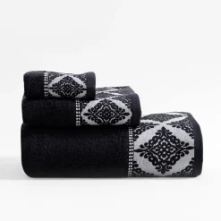 Ręcznik bawełniany czarno-biały AGADIR 30x50 cm