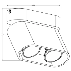 Reflektor natynkowy 2-punktowy biały RONDIA2
