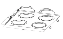 Reflektor podtynkowy 4-punktowy biały CHUCK DL 4 SQUARE