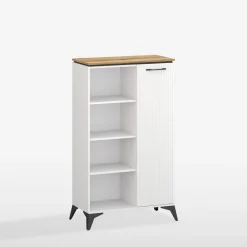 Regał biały z ryflowaniem VELUTTO