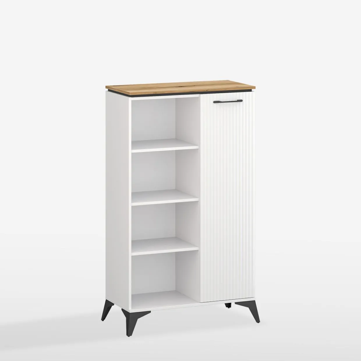 Regał biały z ryflowaniem VELUTTO