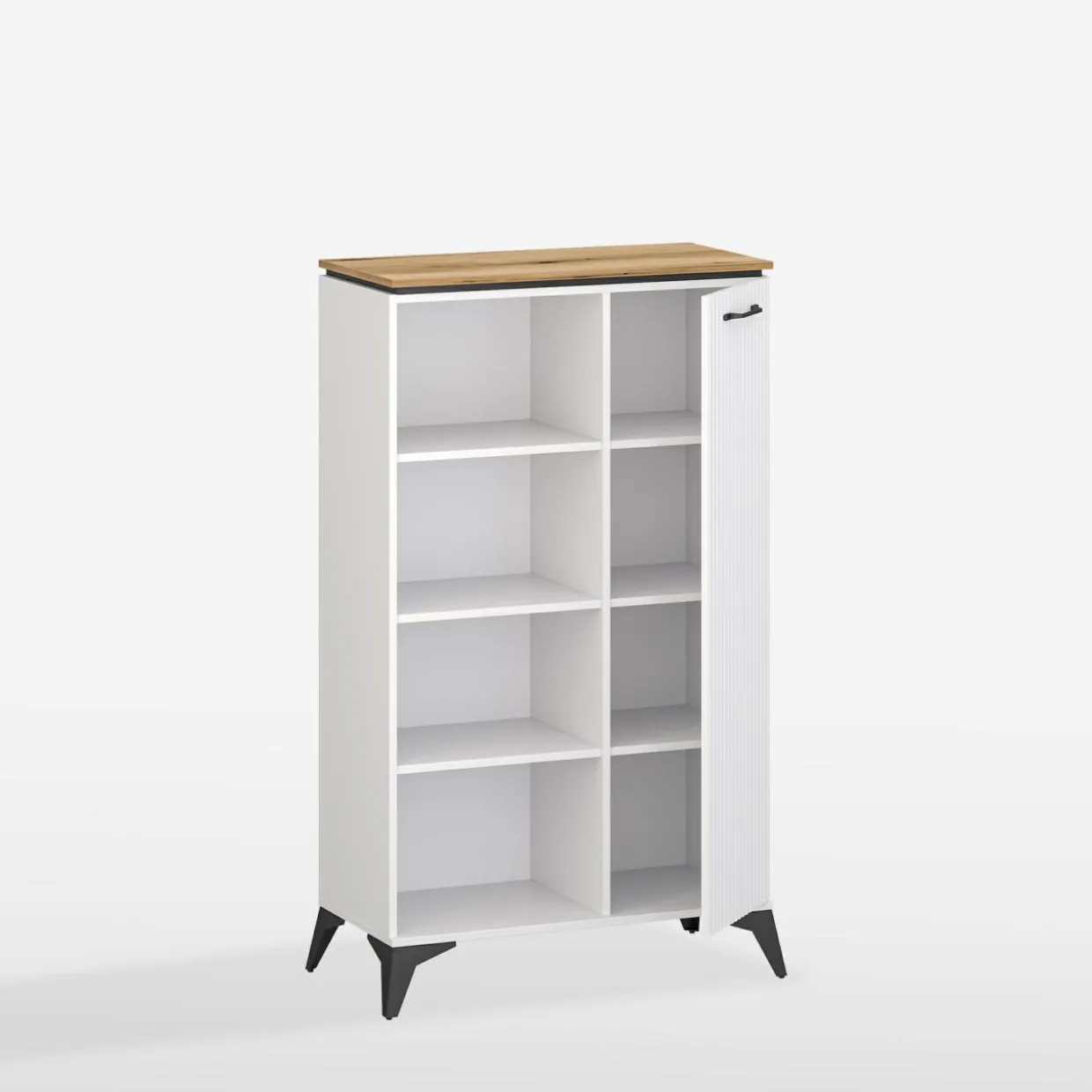 Regał biały z ryflowaniem VELUTTO