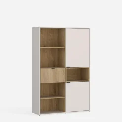 Regał do salonu nowoczesny SAMM kamienny beż dąb cremona