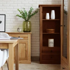 Regał niski z szufladami lite drewno STELLA dąb koniakowy