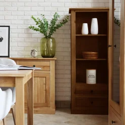 Regał niski z szufladami lite drewno STELLA dąb rustykalny