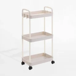 Regał 3-poziomowy na kółkach beżowy 35x22x69 cm