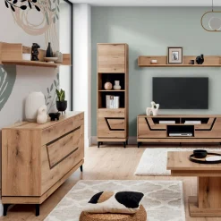 Regał z czarnym dekorem KRIS lewy