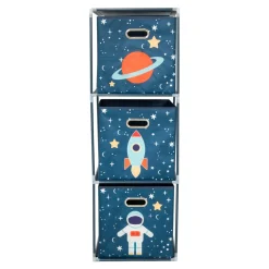 Regał z 3-szufladami niebieski 35x35x102 cm