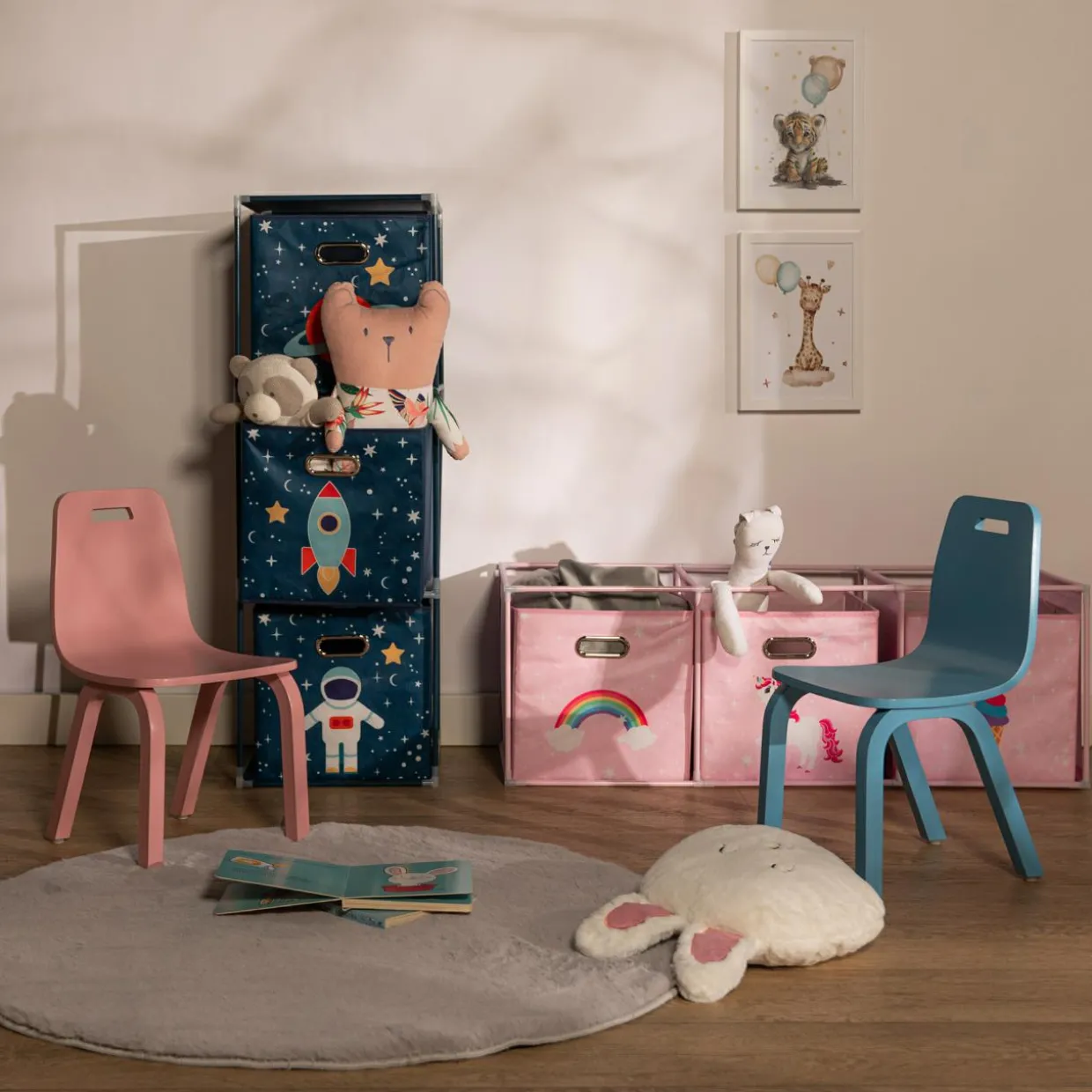 Regał z 3-szufladami niebieski 35x35x102 cm