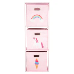 Regał z 3-szufladami różowy 35x35x102 cm