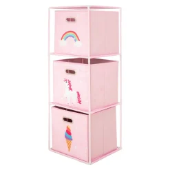 Regał z 3-szufladami różowy 35x35x102 cm