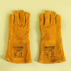 Rękawice do grilla skórzane brązowe 35 cm