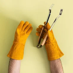 Rękawice do grilla skórzane brązowe 35 cm