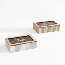 Skrzynka na herbatę z 6-przegródkami, 24 cm, mix