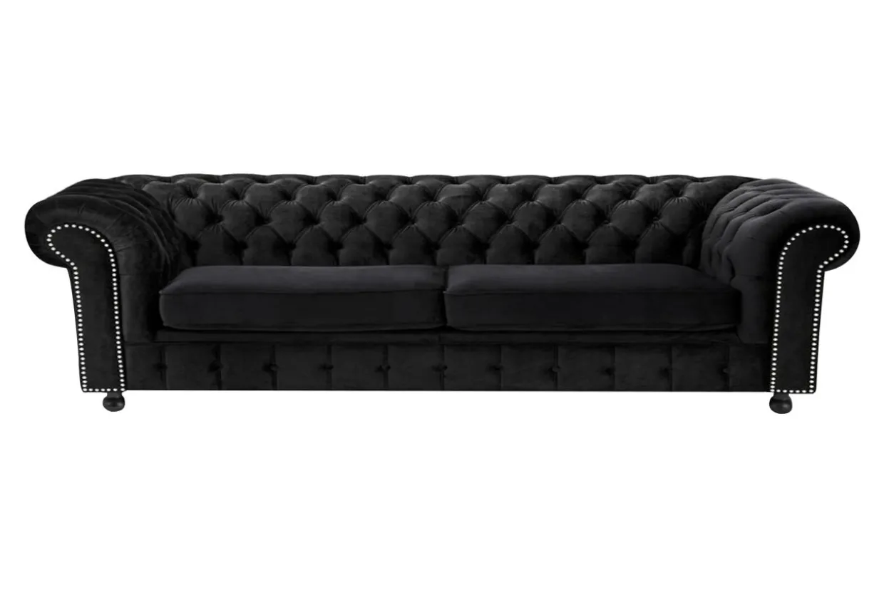 Sofa 4-osobowa glamour czarna CHESTER