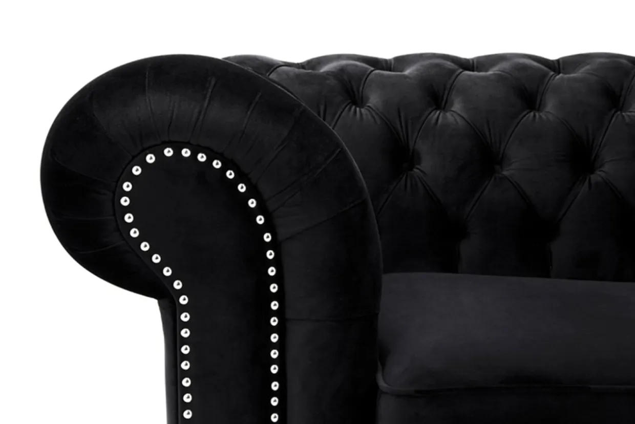 Sofa 4-osobowa glamour czarna CHESTER