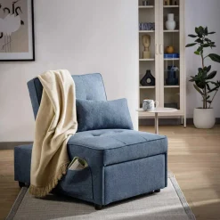 Sofa 1-osobowa rozkładana niebieska WINSLO