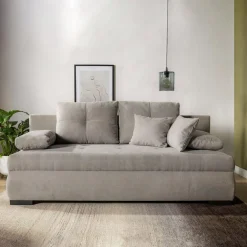 Sofa rozkładana 3-osobowa beżowa MEMO